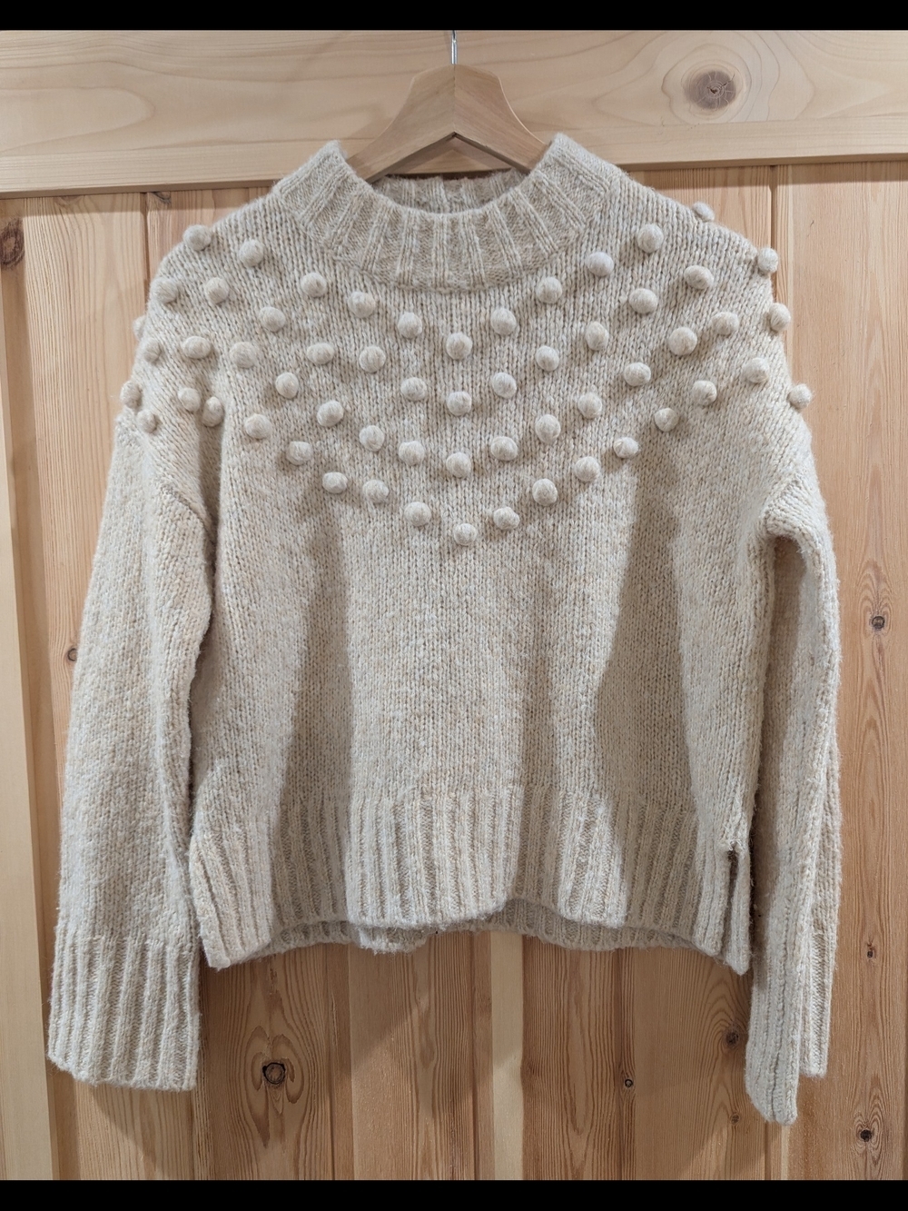Madewell Cream Pom Pom Wool Blend Knit Sweater - Picture 2 of 8